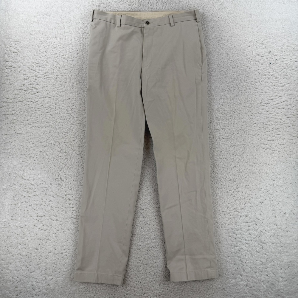 Brooks Brothers Clark Advantage Chino Pants Mens 34x32 Beige Classic Fit Cotton